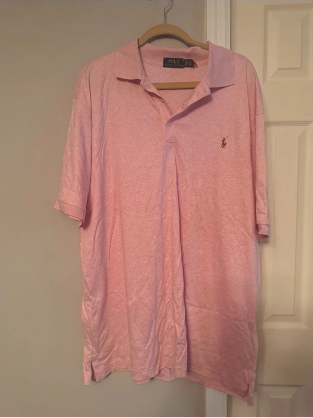 Ralph Lauren Men's Pink Polo Shirt with Embroidered Pony